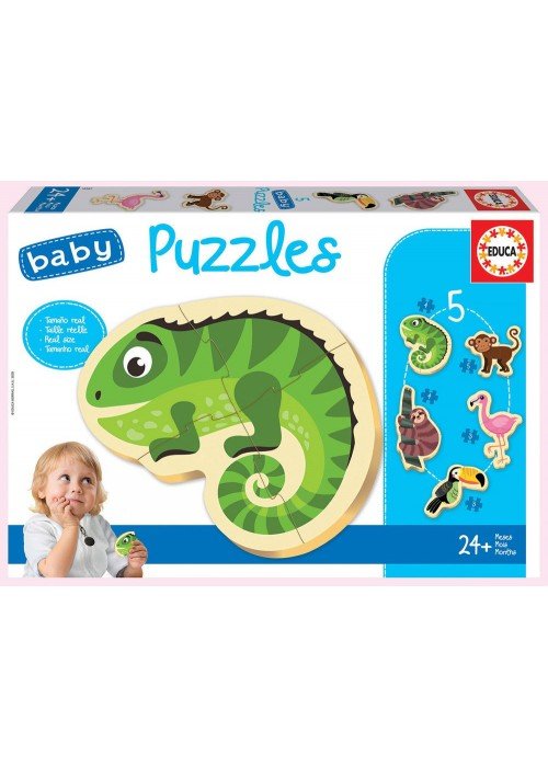 5 dėlionės (puzzle) TROPINIAI GYVŪNAI 2-4 metų