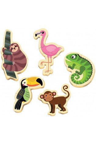 5 dėlionės (puzzle) TROPINIAI GYVŪNAI 2-4 metų