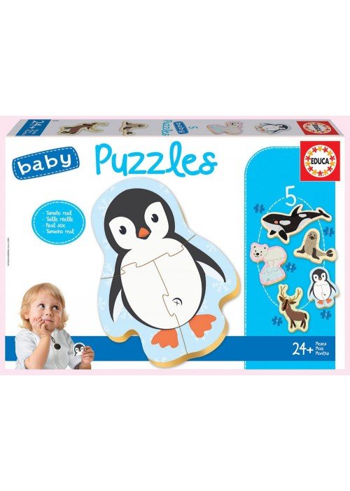 5 dėlionės (puzzle) BABY ANIMALS POLARES 2-4 metų
