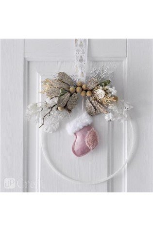 Pakabinami dekorai ŽIEMA rausvi 3vnt