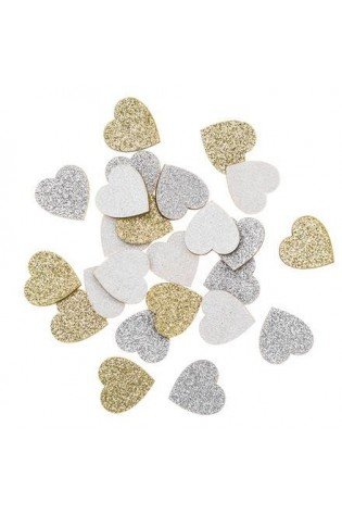 Medinės brokatinės figūrėlės ŠIRDYS 24vnt mix