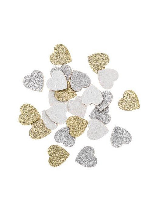 Medinės brokatinės figūrėlės ŠIRDYS 24vnt mix