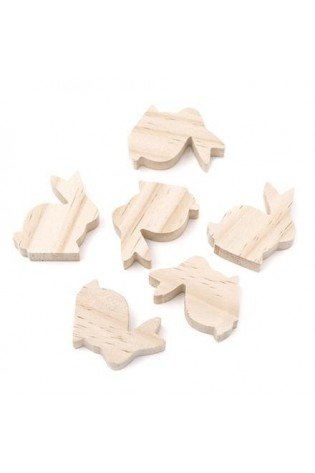 Medinės figūrėlės KIŠKIAI 5 x 5,5 x1,5m 6vnt