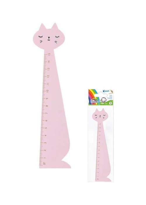 Medinė liniuotė 15cm KATĖ rausva
