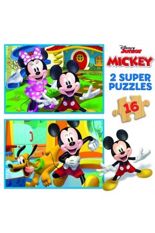 2 dėlionės (puzzle) medinės 2x16 MICKEY ir MINNIE 3-4metų