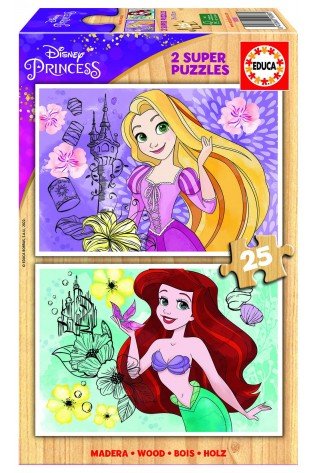 2 dėlionės (puzzle) medinės 2x25 DISNEY PRINCESS 3-5metų