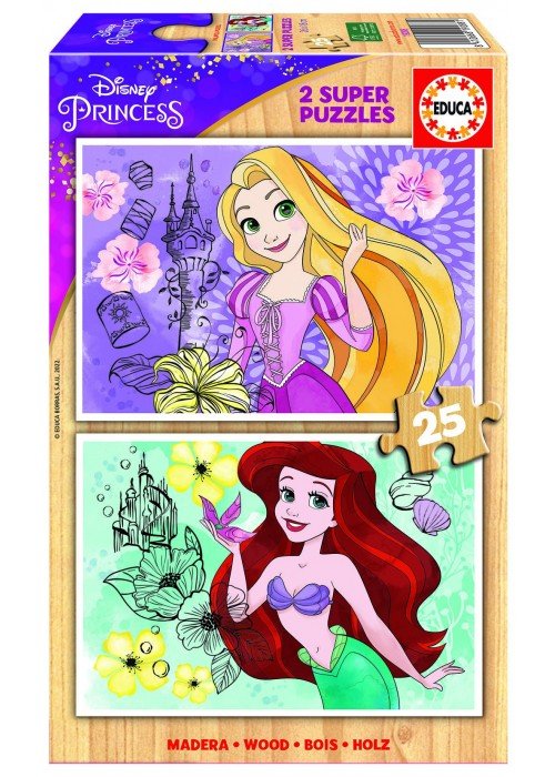 2 dėlionės (puzzle) medinės 2x25 DISNEY PRINCESS 3-5metų