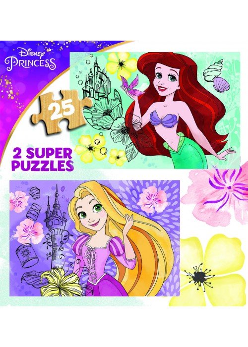 2 dėlionės (puzzle) medinės 2x25 DISNEY PRINCESS 3-5metų - Ugdymui.lt