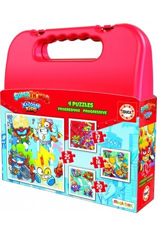Dėlionės (puzzle) lagamine 12+16+20+25 SUPERTHINGS 3-5metų