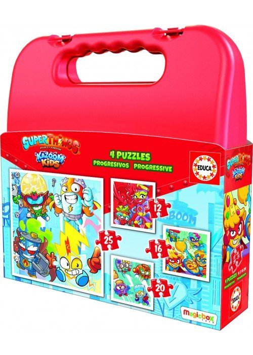 Dėlionės (puzzle) lagamine 12+16+20+25 SUPERTHINGS 3-5metų