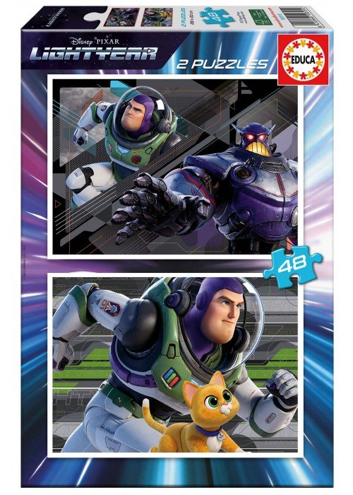 2 dėlionės (puzzle) medinės 2x48 LIGHTYEAR 4-6metų