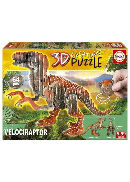 3D dėlionė (puzzle) VELOCIRAPTOR 6-99metų
