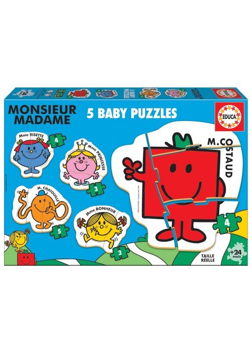 5 dėlionės (puzzle) 3+3+4+4+5 MONSIEUR MADAME 2-4metų