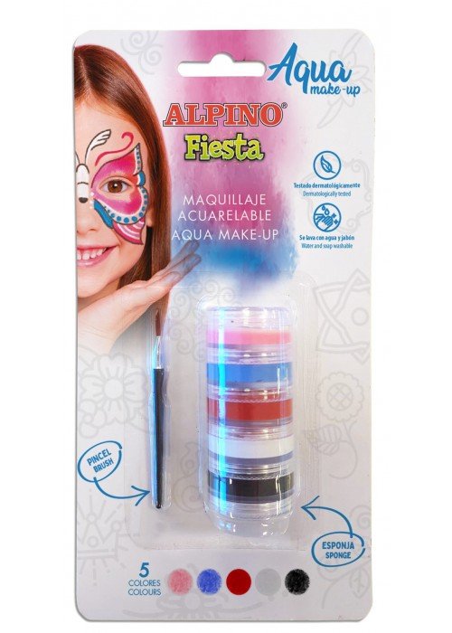 Dažai grimui ALPINO Fiesta AQUA 5sp+ 1 teptukas