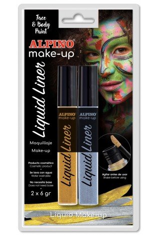 Veido dažai ALPINO Liquid liner auksiniai+sidabriniai