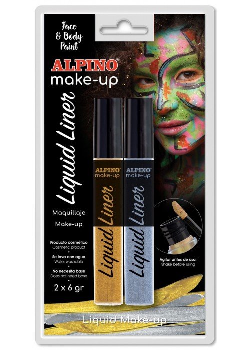 Veido dažai ALPINO Liquid liner auksiniai+sidabriniai