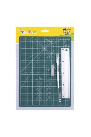 Rinkinys: pjaustymo kilimėlis A4, liniuotė 20cm, peilis su papildomais peiliukais