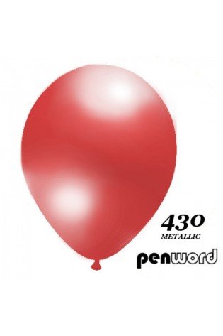Balionai 12" Metalic Penword 100vnt raudoni