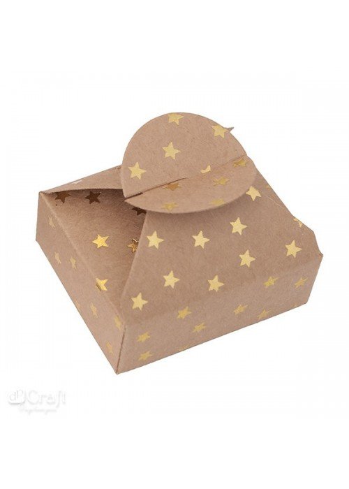 Dėžutės su auksinėmis žvaigždutėmis 6x7,5x2,5cm 4vnt