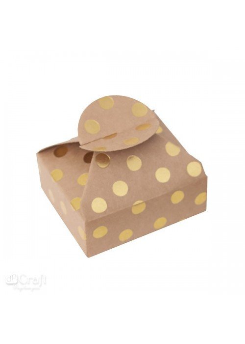Dėžutės su auksiniais taškais 6x7,5x2,5cm 4vnt