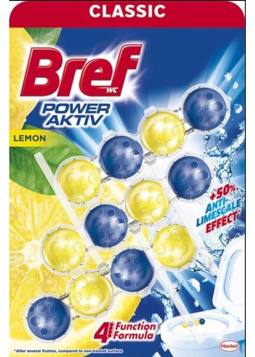 WC gaiviklis Bref Power Active Lemon, 3x50g