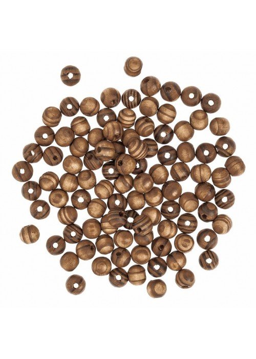 Karoliukai mediniai 10mm 100vnt dark brown