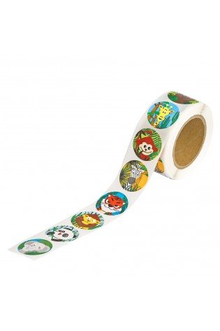 Lipdukai ritinėlyje DŽIUNGLIŲ GYVŪNAI 4.5x2.5cm 500vnt