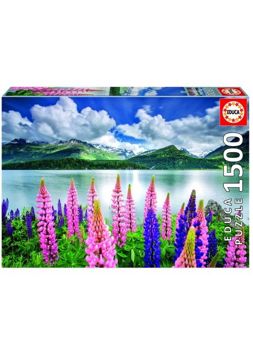 Dėlionė (puzzle) 1500 LUPINS on LAKE SILS, SWITZERLAND 14-99metų
