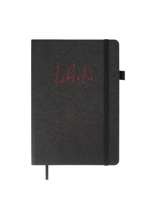 Knyga su gumute A5 96l LIBRETA juoda lygiais lapais