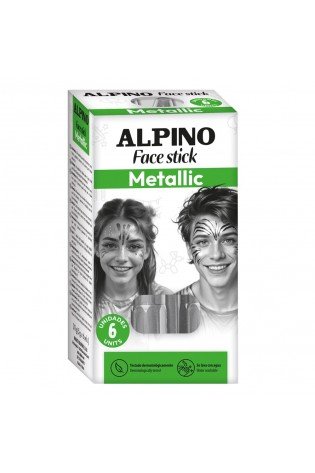Kreidutės grimui ALPINO Face stick Metallic sidabro sp. 6 vnt.