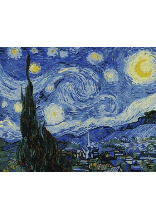 Tapyba pagal skaičius: ŽVAIGŽDĖTA NAKTIS Vincentas van Gogas 40x50 dėžutėje