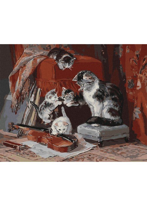 Tapyba pagal skaičius: MAŽIEJI MUZIKANTAI Henriette Ronner-Knip 40x50 dėžutėje