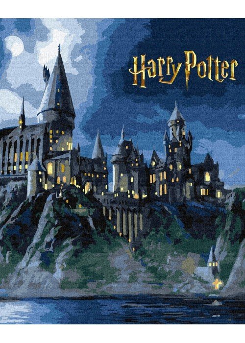 Tapyba pagal skaičius: "HARIS PORETIS" Hogvartas naktį su metaliko dažais Warner Bros 40x50 dėžutėje