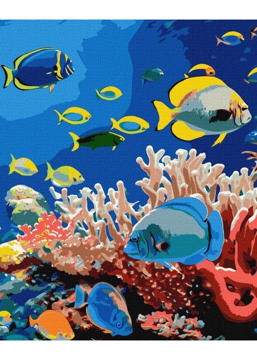 Tapyba pagal skaičius: GYVENIMAS VANDENYNE 40x50 dėžutėje