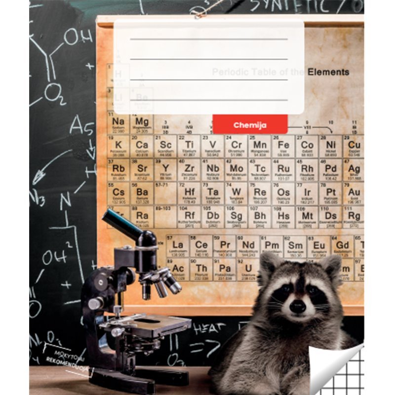 Chemijos sąsiuvinis, langeliais, 36 lapai. Vidinių lapų gramatūra – 90 g/m2. Chemijos sąsiuvinis, langeliais, 36 lapai. Vidinių lapų gramatūra – 90 g/m2.