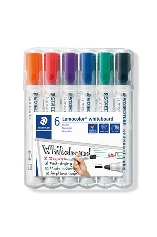 Žymeklis baltai lentai STAEDTLER LUMOCOLOR 351, 2 mm, 6 spalvų rinkinys