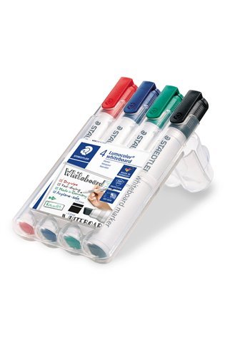 Žymeklis baltai lentai STAEDTLER LUMOCOLOR 351, 2 – 5 mm, 4 spalvų rinkinys