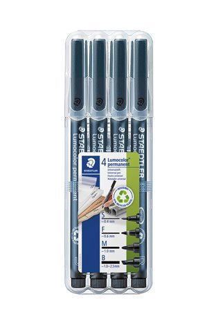 Permanentinių žymeklių rinkinys STAEDTLER LUMOCOLOR 31-9WP4GS, JUODA