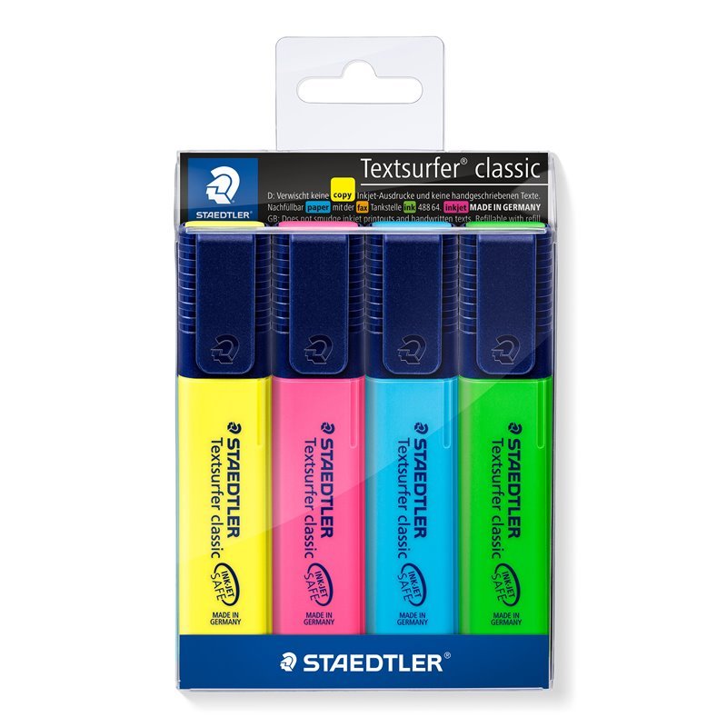 Teksto žymekliai STAEDTLER TEXTSURFER 364, 4 spalvų rinkinys