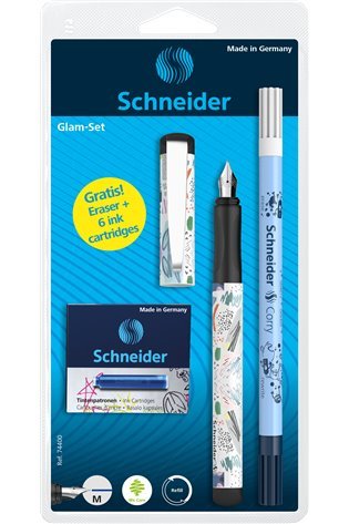 Rinkinys  Plunksnakotis Schneider GLAM+Corry+6 rašalo kapsulės