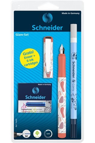 Rinkinys  Plunksnakotis Schneider GLAM+Corry+6 rašalo kapsulės
