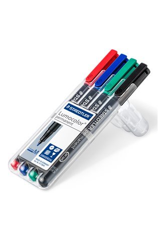 Permanentinis žymeklis STAEDTLER LUMOCOLOR 317M, 1.0 mm, 4 spalvų rinkinys