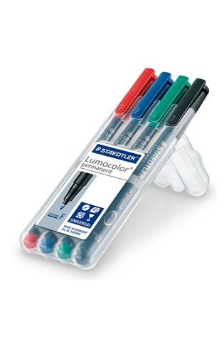 Permanentinis žymeklis  STAEDTLER LUMOCOLOR 318F, 0.6 mm, 4 spalvų rinkinys