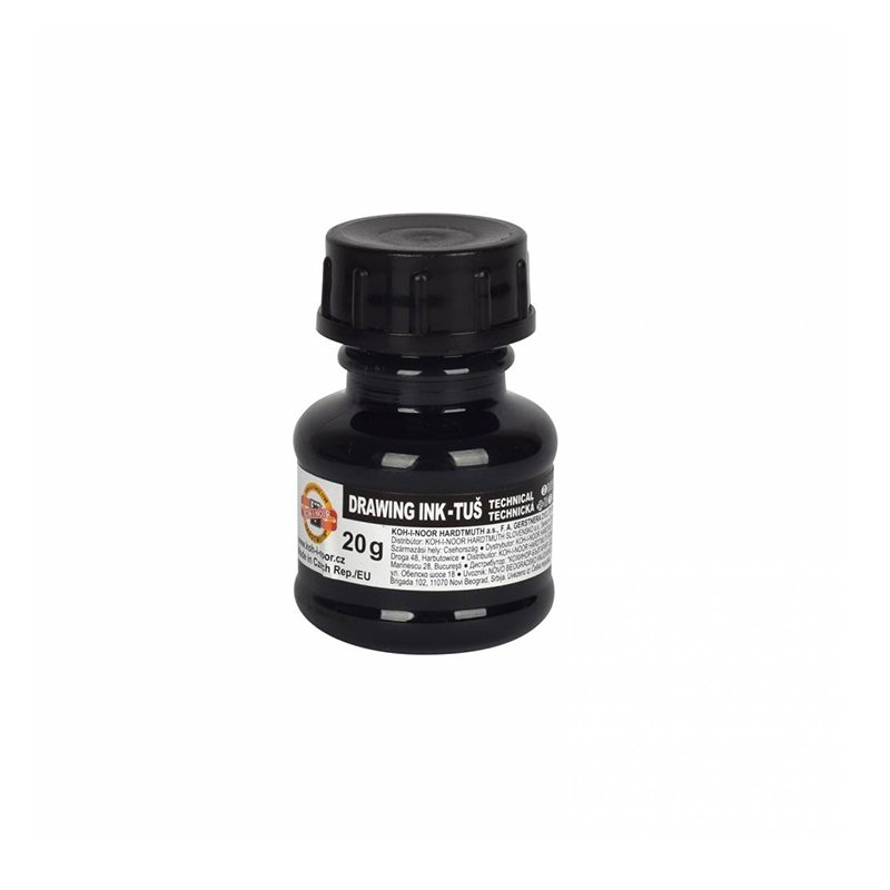 Tušas piešimui juodas 20 ml KOH-I-NOOR Tušas piešimui juodas 20 ml KOH-I-NOOR