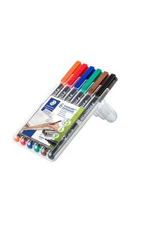 Permanentinis žymeklis  STAEDTLER LUMOCOLOR 318F, 0.6 mm, 6 spalvų rinkinys