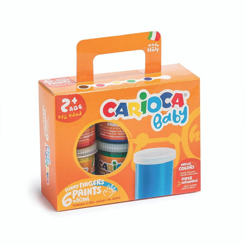 Dažai piešti pirštais mažyliams CARIOCA BABY 2+, 6 x 80 ml