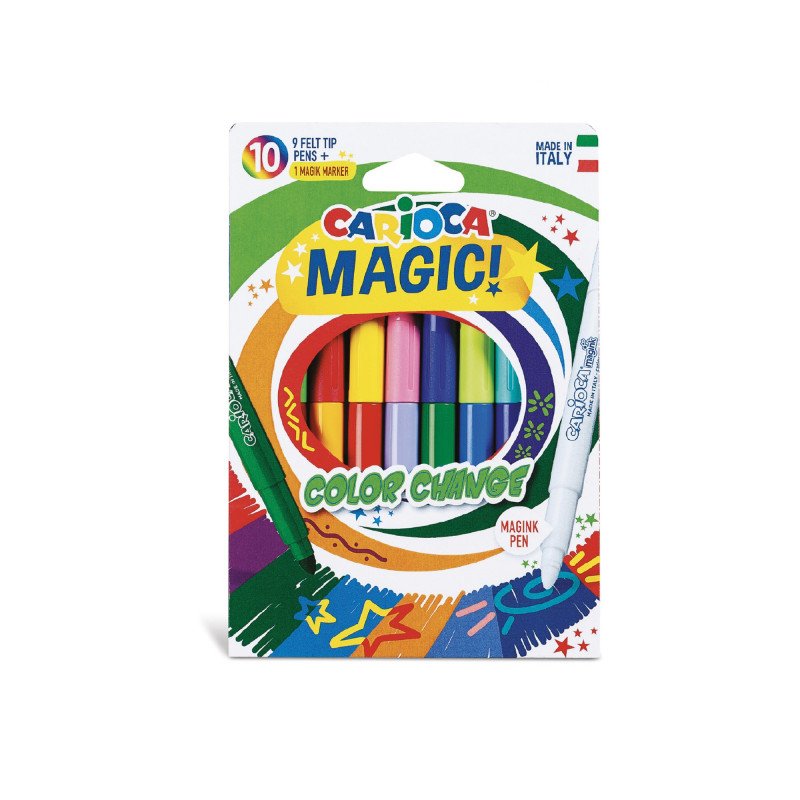 Flomasteriai CARIOCA MAGIC COLOR CHANGE, 9 spalvos + spalvą keičiantis žymeklis