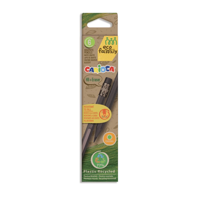 Pieštukai su trintuku CARIOCA ECOFAMILY, juodos spalvos, 6 vnt. Pieštukai su trintuku CARIOCA ECOFAMILY, juodos spalvos, 6 vnt.