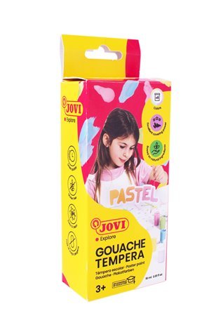 Guašas JOVI TEMPERA, 15 ml, 6 pastelinių spalvų rinkinys su teptuku