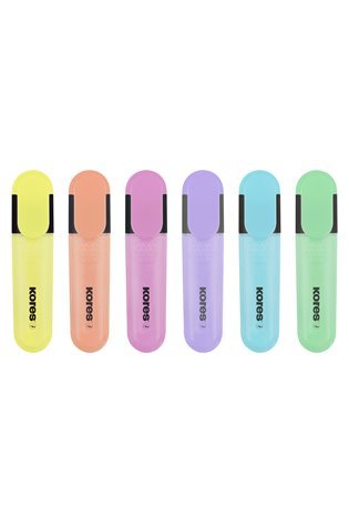 Teksto žymeklių rinkinys KORES BRIGHT LINER PLUS, 6 pastelinės spalvos